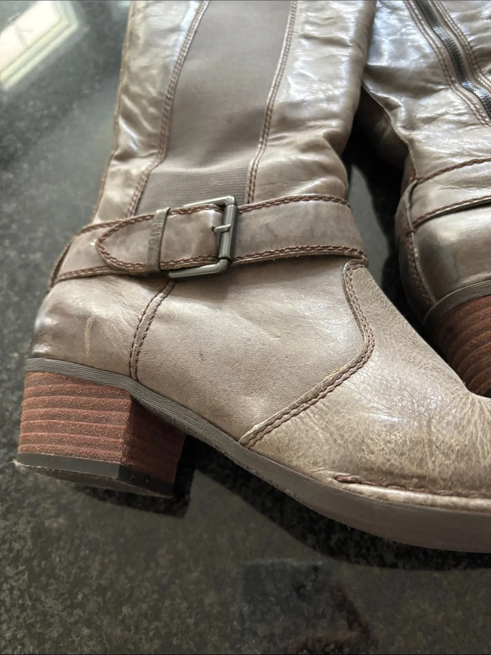 Women's Over-the-Knee Boots in Brown with Buckle Accent